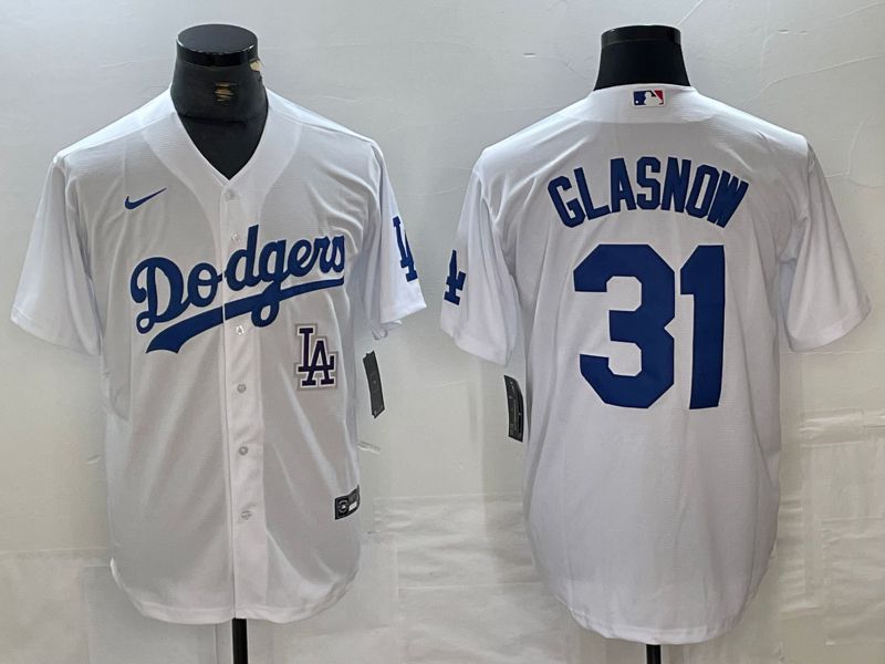 Men Los Angeles Dodgers 31 Glasnow White Nike Game MLB Jersey style 5